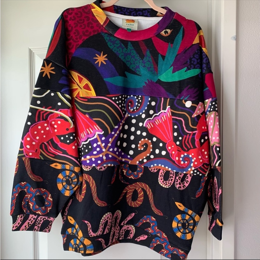 SOLD FARM Rio Mixed Print Sea Creatures Sweatshirt